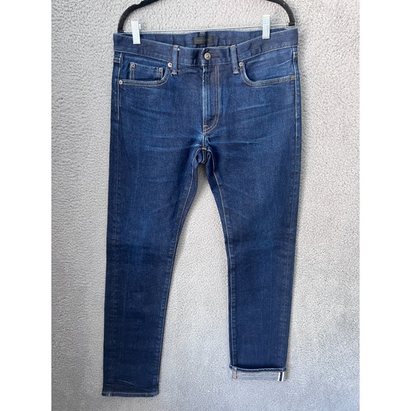 Uniqlo Jeans‎ Mens 34x34 Blue Dark Wash Denim Selvedge Slim Straight Kaihara - Picture 1 of 15